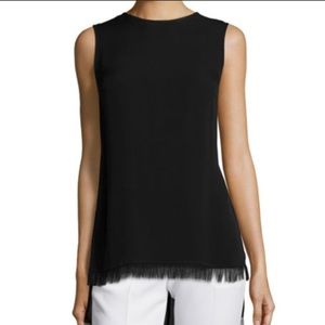 Theory Yinga black frayed hem tunic blouse